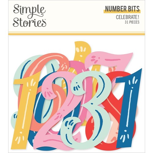 Simon Says Stamp! Simple Stories CELEBRATE Number Bits And Pieces 17419