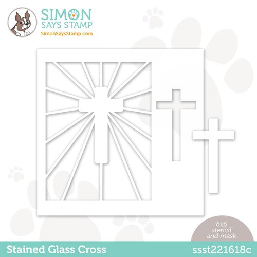 Simon Says Stamp! Simon Says Stamp Stencil STAINED GLASS CROSS ssst221618c