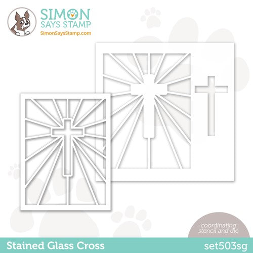 Simon Says Stamp! Simon Says Stamp Die and Stencil STAINED GLASS CROSS set503sg