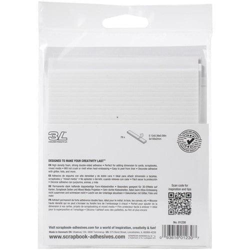 Simon Says Stamp! Scrapbook Adhesives WHITE 3D Foam Strips 01230