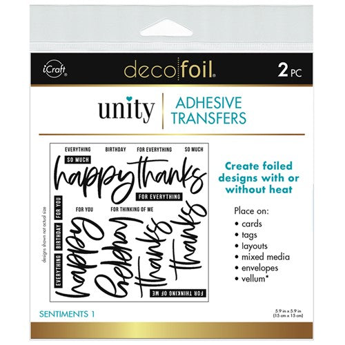 Simon Says Stamp! Therm O Web Unity SENTIMENTS 1 Deco Foil Adhesive Transfers 5632