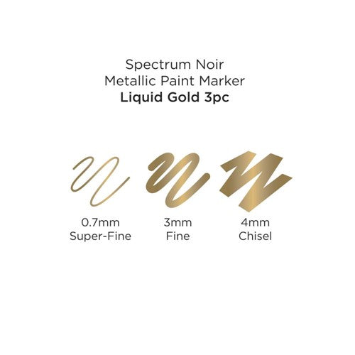 Simon Says Stamp! Spectrum Noir LIQUID GOLD Metallic Paint Marker Set Of 3 sn-mtpm-gol3