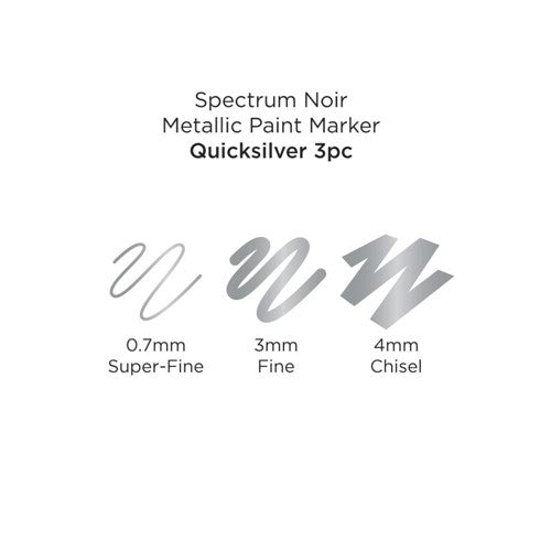 Simon Says Stamp! Spectrum Noir QUICKSILVER Metallic Paint Marker Set Of 3 sn-mtpm-sil3