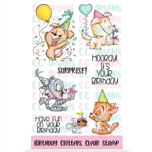 Simon Says Stamp! C.C. Designs BIRTHDAY CRITTERS Clear Stamp Set ccd0293