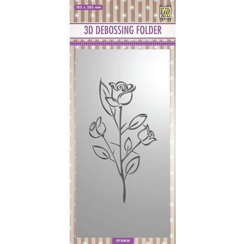 Simon Says Stamp! Nellie's Choice ROSE 3D Debossing Folder Slimline nef3d039