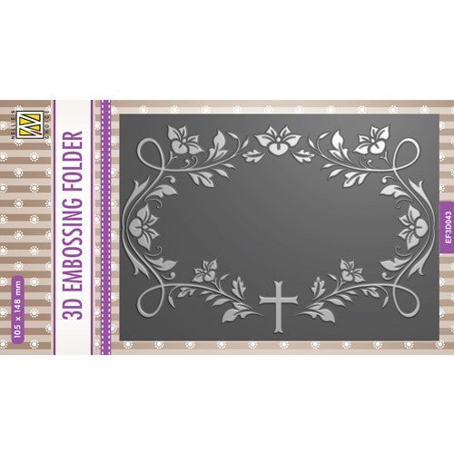 Simon Says Stamp! Nellie's Choice BLOOMING TWIGS WITH CROSS 3D Embossing Folder nef3d043