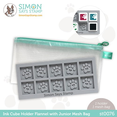 Simon Says Stamp! Simon Says Stamp Flannel Gray INK CUBE HOLDER and Mesh Storage st0076