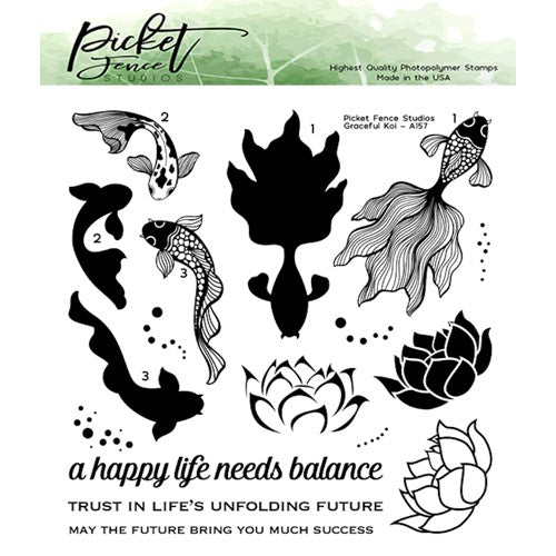 Simon Says Stamp! Picket Fence Studios GRACEFUL KOI Clear Stamps a157