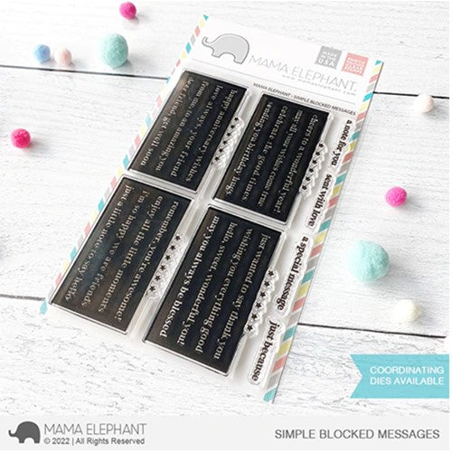 Simon Says Stamp! Mama Elephant Clear Stamps SIMPLE BLOCKED MESSAGES