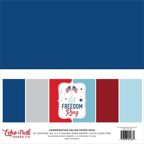 Simon Says Stamp! Echo Park LET FREEDOM RING 12 x 12 Solids Paper Pack lfr275015