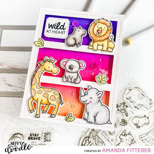 Simon Says Stamp! Heffy Doodle TWO BY TWO SAFARI ANIMALS Clear Stamps hfd0427 | color-code:ALT01