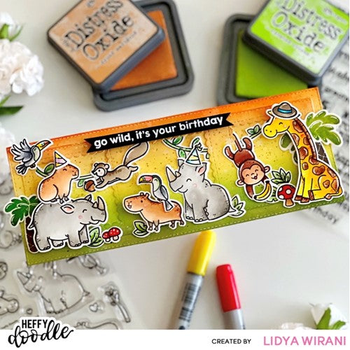 Simon Says Stamp! Heffy Doodle TWO BY TWO SAFARI ANIMALS Clear Stamps hfd0427 | color-code:ALT04