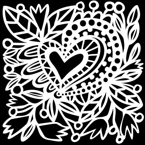 Simon Says Stamp! The Crafter's Workshop BOTANICAL HEART 6x6 Stencil tcw987s*