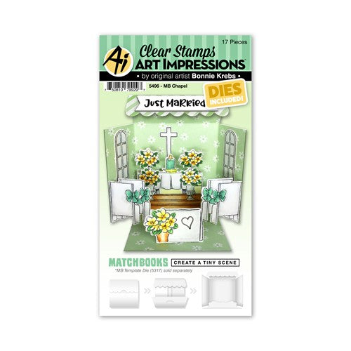 Simon Says Stamp! Art Impressions MATCHBOOK CHAPEL Clear Stamps and Dies 5496