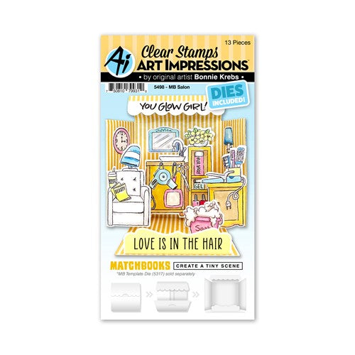 Simon Says Stamp! Art Impressions MATCHBOOK SALON Clear Stamps and Dies 5498