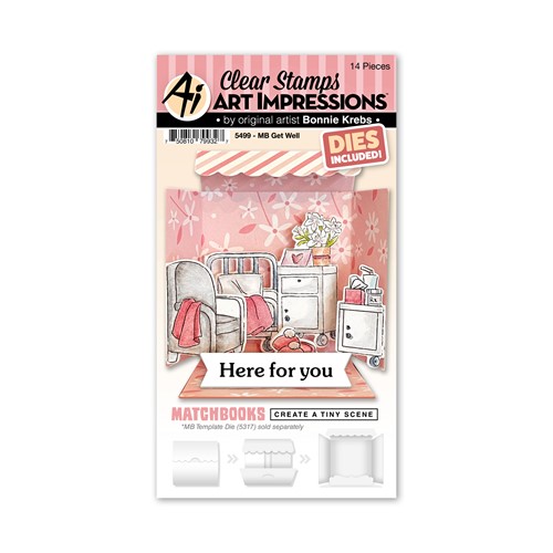 Simon Says Stamp! Art Impressions MATCHBOOK GET WELL SOON Clear Stamps and Dies 5499