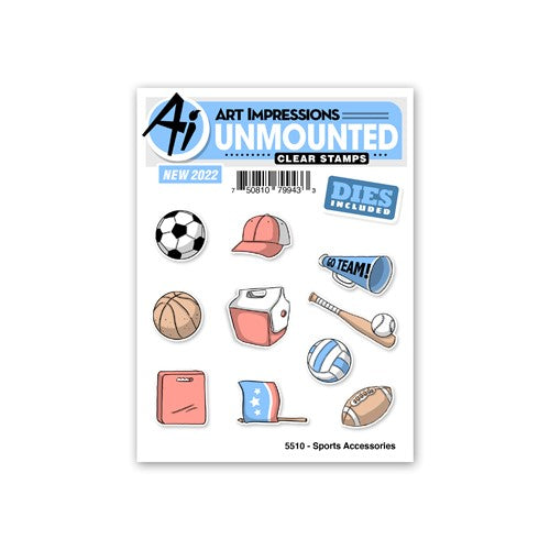 Simon Says Stamp! Art Impressions SPORTS ACCESSORIES Clear Stamps and Dies 5510