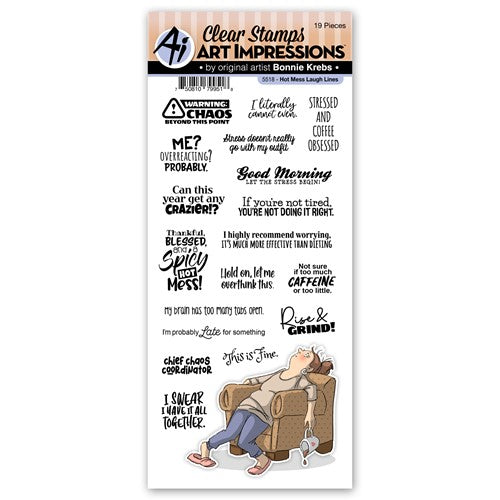 Simon Says Stamp! Art Impressions HOT MESS Laugh Lines Clear Stamps 5518