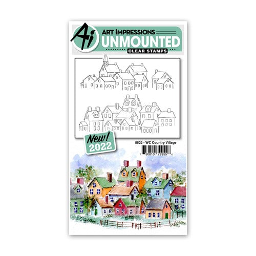 Simon Says Stamp! Art Impressions Watercolor COUNTRY VILLAGE Clear Stamps 5522