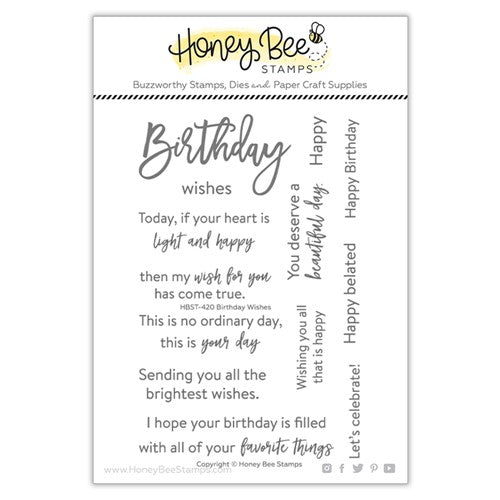Simon Says Stamp! Honey Bee BIRTHDAY WISHES Clear Stamp Set hbst-420