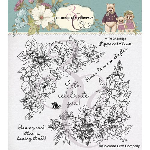 Simon Says Stamp! Colorado Craft Company Kris Lauren FLORAL CORNERS Clear Stamps KL622