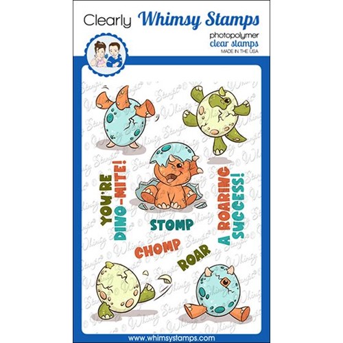 Simon Says Stamp! Whimsy Stamps ROAR STOMP CHOMP Clear Stamps KHB198a