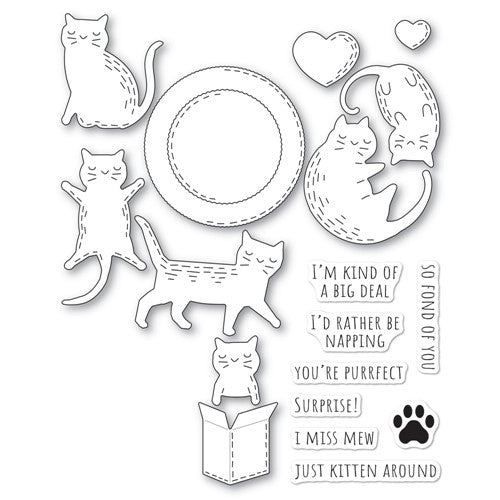 Simon Says Stamp! Poppy Stamps WHITTLE ADORABLE KITTY KIT Stamp and Die kit kt006