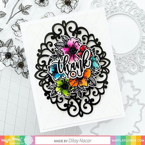 Simon Says Stamp! Waffle Flower WILD ROSE Clear Stamps and Die Combo WFC1071
