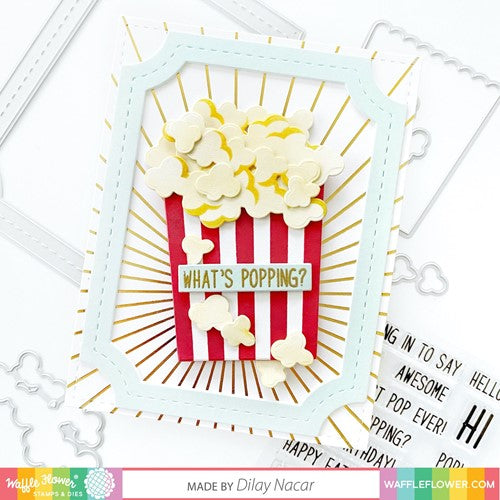 Simon Says Stamp! Waffle Flower POPCORN Clear Stamps and Die Combo WFC1079