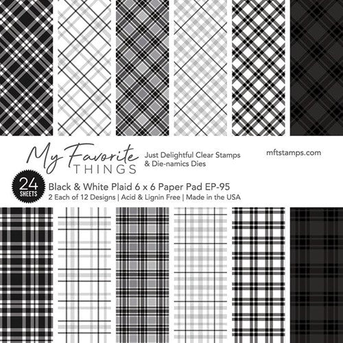 Simon Says Stamp! My Favorite Things BLACK AND WHITE PLAID 6x6 Inch Paper Pad ep95