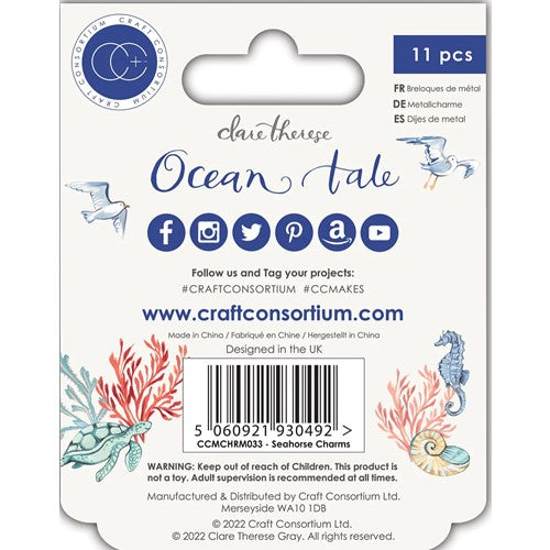 Simon Says Stamp! Craft Consortium OCEAN TALE SEAHORSE Metal Charms CCMCHRM034