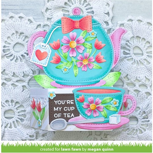 Simon Says Stamp! Lawn Fawn STITCHED TEACUP Die Cuts lf2878
