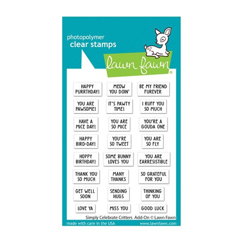Simon Says Stamp! Lawn Fawn SIMPLY CELEBRATE CRITTERS ADD-ON Clear Stamps lf2862