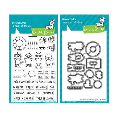 Simon Says Stamp! Lawn Fawn SET POOL PARTY Clear Stamps and Dies m2lfpp