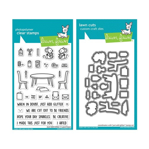 Simon Says Stamp! Lawn Fawn SET JUST ADD GLITTER Clear Stamps and Dies m2lfjag