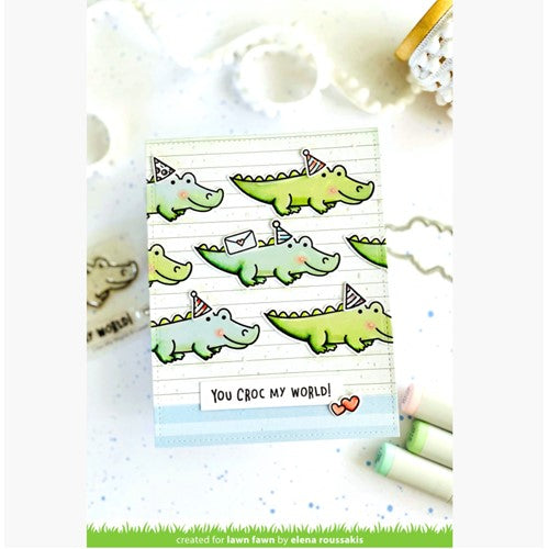Simon Says Stamp! Lawn Fawn SET CROC MY WORLD Clear Stamps and Dies m2lfcmw