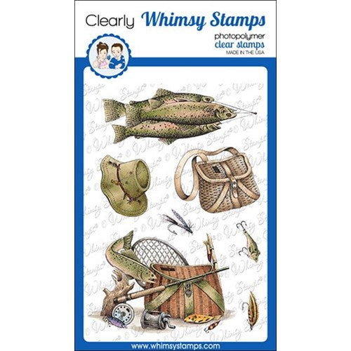 Simon Says Stamp! Whimsy Stamps FISHING FANATICS Clear Stamps DA1172