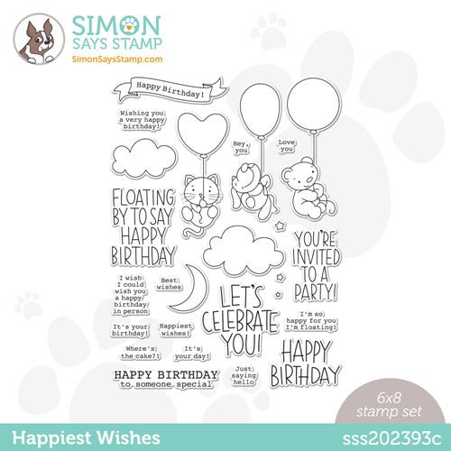 Simon Says Stamp! Simon Says Clear Stamps HAPPIEST WISHES sss202393c