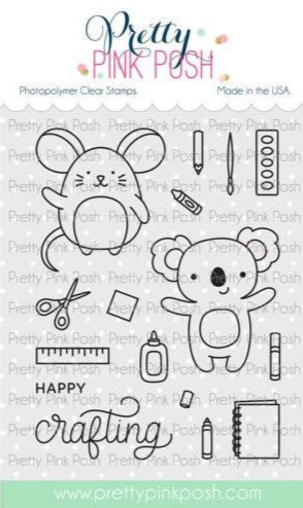 Simon Says Stamp! Pretty Pink Posh CRAFTY CRITTERS Clear Stamps