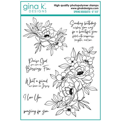 Simon Says Stamp! Gina K Designs SPRING BOUQUETS Clear Stamps hs35