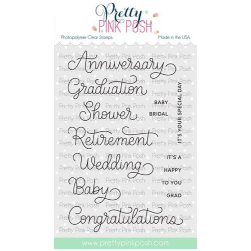 Simon Says Stamp! Pretty Pink Posh CELEBRATION SCRIPTS Clear Stamps