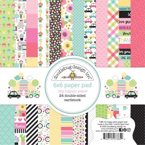 Simon Says Stamp! Doodlebug MY HAPPY PLACE 6x6 Inch Paper Pad 7385