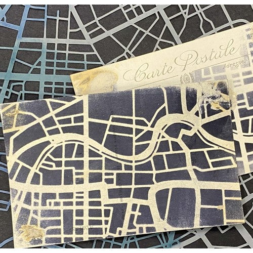 Simon Says Stamp! StencilGirl CITY MAP MASK Stencil Set l899