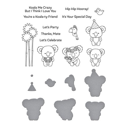 Simon Says Stamp! SDS-173 Spellbinders PLAYFUL KOALAS Clear Stamps and Die Set*