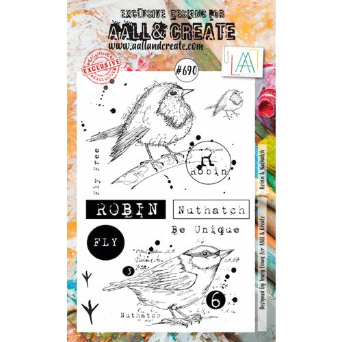 Simon Says Stamp! AALL & Create ROBIN & NUTHATCH A6 Clear Stamps aall690