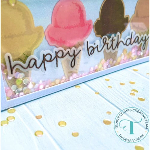 Simon Says Stamp! Trinity Stamps LITTLE LAYERED ICE CREAM CONE 6 x 6 Stencil tss-052*