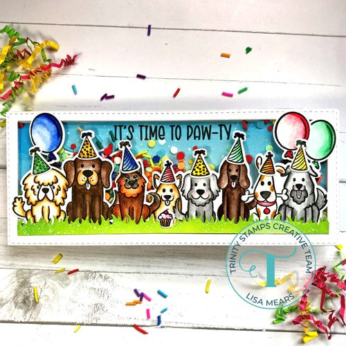Simon Says Stamp! Trinity Stamps PUPPY PARTY SLIMLINE Clear Stamp Set tps-199