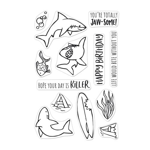 Simon Says Stamp! Hero Arts Clear Stamps JAWSOME SHARKS CM626