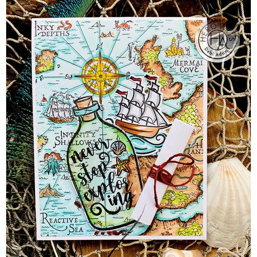 Simon Says Stamp! Hero Arts MESSAGE IN A BOTTLE Clear Stamp and Die Combo SB320
