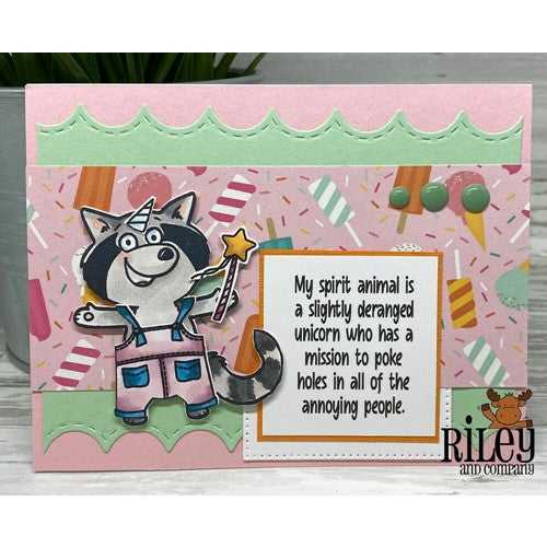 Simon Says Stamp! Riley And Company Funny Bones MY SPIRIT ANIMAL IS DERANGED Cling Stamp RWD-1038